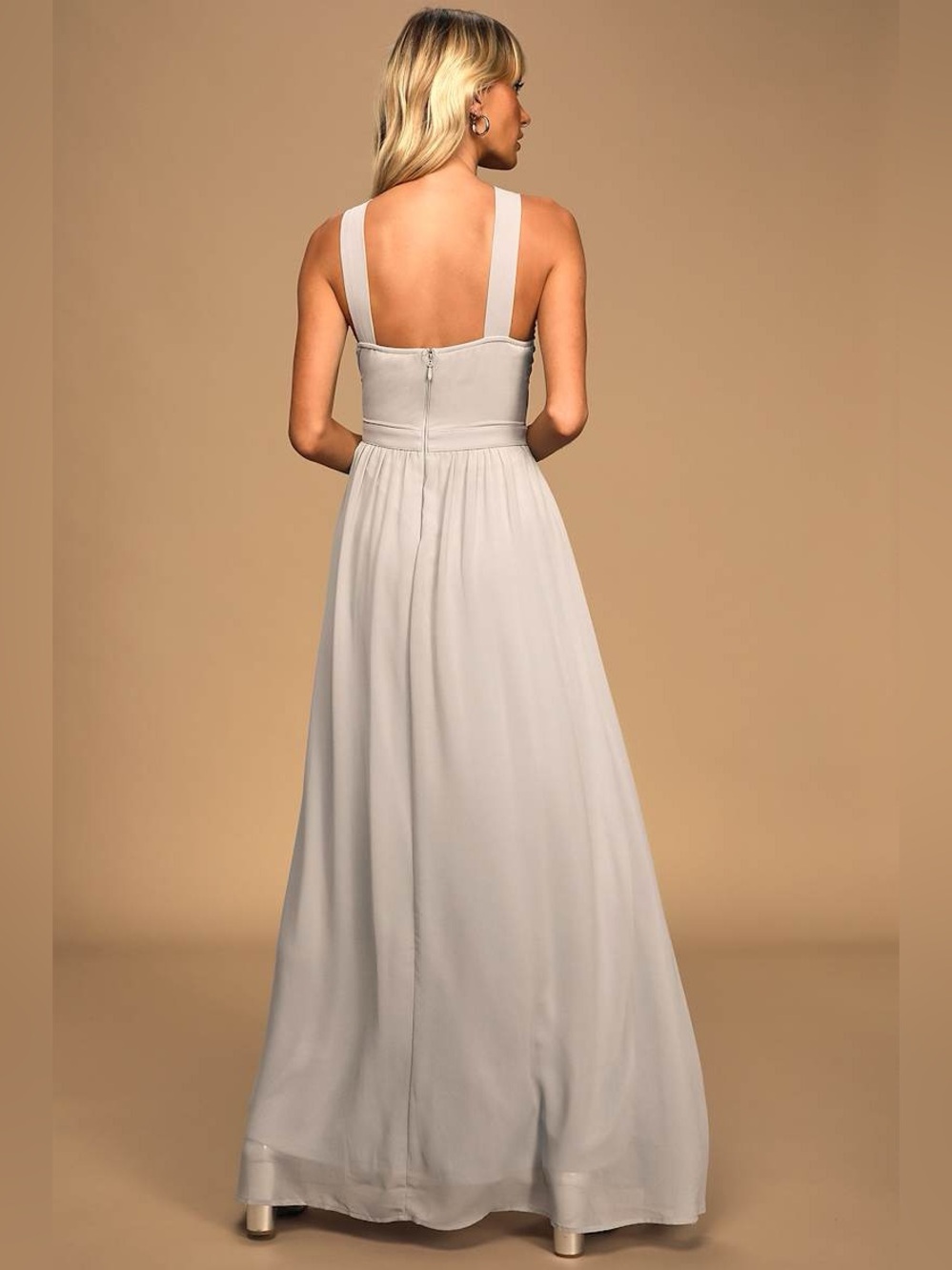 Lulus Air of Romance Gray Maxi Dress Size M NWT Bridesmaid Formal Wedding Guest - Picture 3 of 12